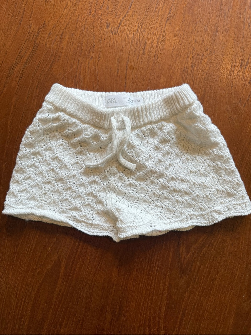 Zara White Knit 12-18M Drawstring Shorts